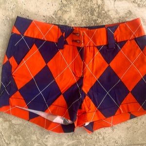 LoudMouth orange/navy blue argyle print golf shorts. great condition. Size 0/XS